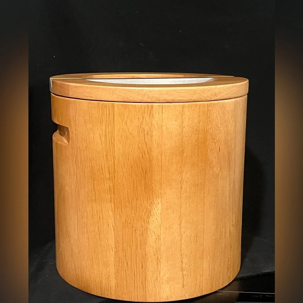 Crate&Barrel cherrywood MCM style ice bucket